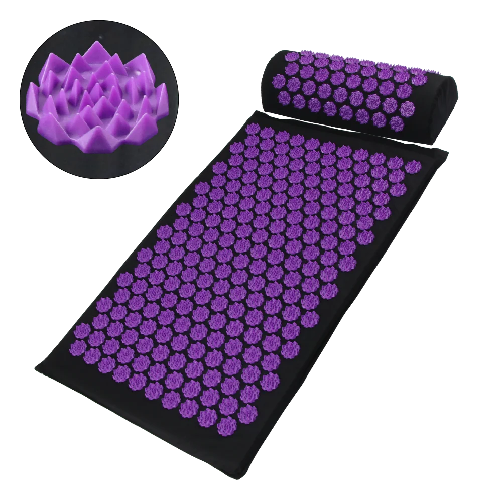 Esterilla de acupresión y almohada Shelum en color morado